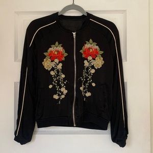 Silky embroidered bomber jacket